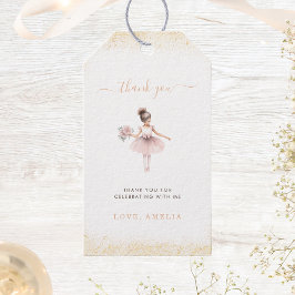 エレガントなバレリーナの誕生日ガール ピンクの花のギフトタグ ギフトタグ