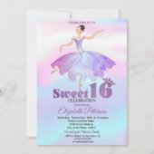 エレガントなバレリーナ カラフルなオンブレ スイート16 招待状 (正面)