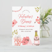 エレガントなバレンタインディナーパーティーの招待状 シーズンカード (スタンド正面)