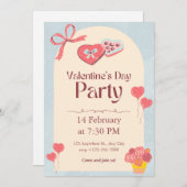 エレガントなバレンタインデーのカクテルパーティーカード シーズンカード (正面/裏面)