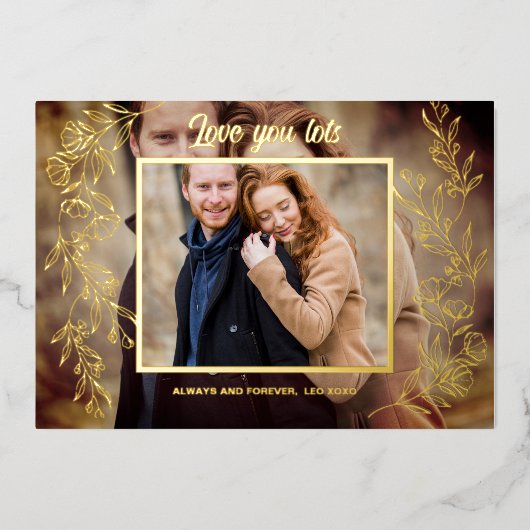 エレガントなバレンタインデーの3枚の写真 箔シーズンカード (正面)