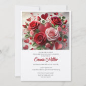 エレガントなバレンタイン誕生日ランチョン 招待状 (正面)