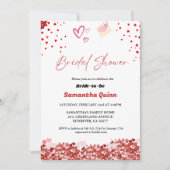 エレガントなバレンタイン ピンク&レッド ハート ブライダルシャワー 招待状 (正面)