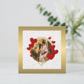 エレガントなバレンタイン、愛、記念日の赤いハート 招待状 (スタンド正面)