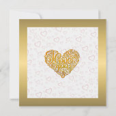 エレガントなバレンタイン、愛、記念日の赤いハート 招待状 (裏面)