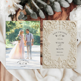 エレガントなバロックスタイルのウェディングフォト セーブザデート