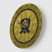 エレガントなバロック式の金ゴールドシシリアのTrinacria ラージ壁時計 (傾斜)