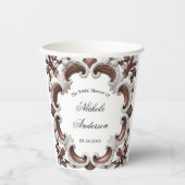 エレガントなバロック様式の結婚式フレーム ブライダルシャワー 紙コップ (正面)
