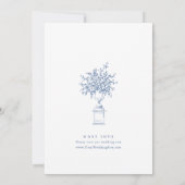 エレガントなバロック様式の青いフランス庭園の花の結婚式 招待状 (裏面)