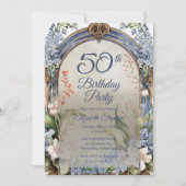 エレガントなバロック花のアーチ 50歳の誕生日パーティー 招待状 (正面)