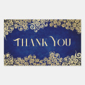 エレガントなバロック ネイビー ゴールド クラシック シック ウェディング 長方形シール (正面)