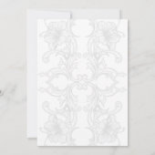 エレガントなバロック ブラック＆ホワイト フラワーフォーマルウェディング 招待状 (裏面)