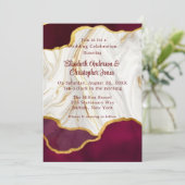 エレガントなバーガンディとゴールドのアゲートウェディング 招待状 (スタンド正面)