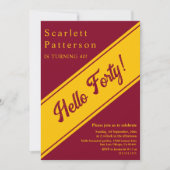 エレガントなバーガンディとゴールドのラグジュアリー40歳の誕生日 招待状 (正面)