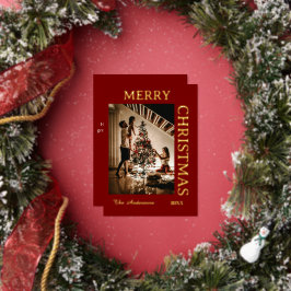 エレガントなバーガンディとゴールド 箔シーズンカード