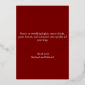 エレガントなバーガンディとゴールド 箔シーズンカード (裏面)