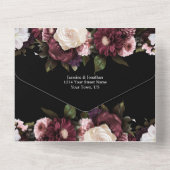 エレガントなバーガンディとピンクのフラワーウェディング オールインワン招待状 (裏面)