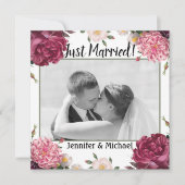 エレガントなバーガンディとピンクの結婚発表 シーズンカード (正面)