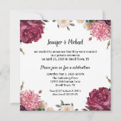 エレガントなバーガンディとピンクの結婚発表 シーズンカード (裏面)