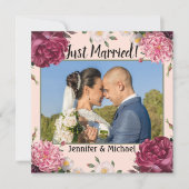 エレガントなバーガンディとピンクの結婚発表 シーズンカード (正面)