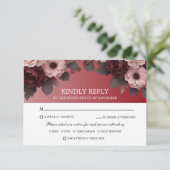 エレガントなバーガンディとブッシュピンクのローズボホウェディングRSVP (スタンド正面)