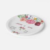 エレガントなバーガンディとロージーな花 ペーパープレート (アングル)