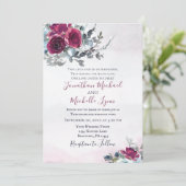 エレガントなバーガンディと白のローズのクリスチャンウェディング 招待状 (スタンド正面)