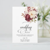 エレガントなバーガンディと白の花の リハーサルディナー 招待状 (スタンド正面)