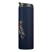 エレガントなバーガンディの花とゴールドのネイビー タンブラー (回転右)