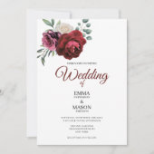 エレガントなバーガンディの花 招待状 (正面)