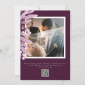 エレガントなバーガンディの葉QRコード写真ウェディング 招待状 (裏面)