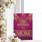 エレガントなバーガンディゴールドのパームリーフ　母の日　フラット カード