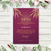 エレガントなバーガンディゴールドのパームリーフ　母の日　フラット カード