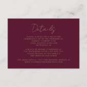 エレガントなバーガンディゴールドの手書き結婚式 エンクロージャーカード (正面)