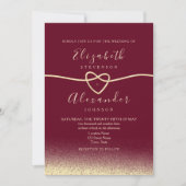 エレガントなバーガンディゴールドの結婚式招待状 招待状 (正面)