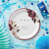 エレガントなバーガンディゴールドの結婚式 ペーパープレート (パーティー)