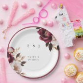 エレガントなバーガンディゴールドの結婚式 ペーパープレート (パーティー)