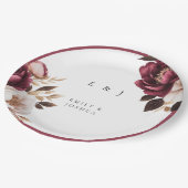 エレガントなバーガンディゴールドの結婚式 ペーパープレート (アングル)