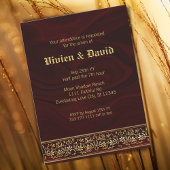 エレガントなバーガンディゴールドの花の結婚式 招待状