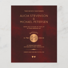 エレガントなバーガンディゴールドの豪華な結婚式招待状