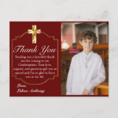 エレガントなバーガンディゴールド十字架確認写真 ポストカード (正面)