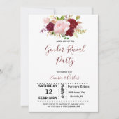 エレガントなバーガンディトロピカルジェンダー発表パーティー 招待状 (正面)