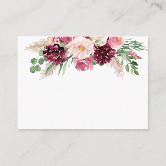 エレガントなバーガンディピンクとブッシュのウェディングレシピ エンクロージャーカード (裏面)