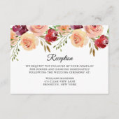 エレガントなバーガンディピンクの花のイブニングパーティー招待状 エンクロージャーカード (正面)