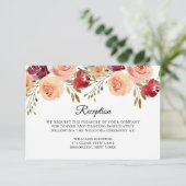 エレガントなバーガンディピンクの花のイブニングパーティー エンクロージャーカード (スタンド正面)