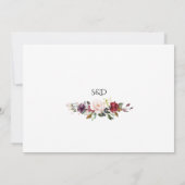 エレガントなバーガンディピンクの花 ゴールドフレーム ウェディング セーブザデート (裏面)