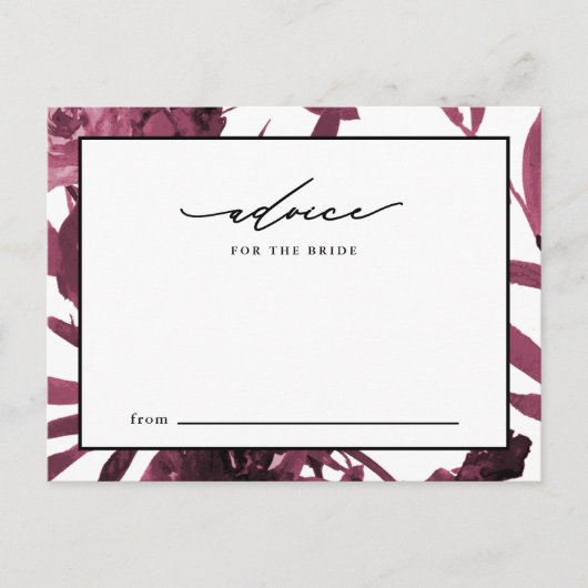 エレガントなバーガンディボタニカル 新婦へのアドバイス アドバイスカード (正面)