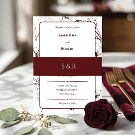 エレガントなバーガンディモノグラム招待状 招待状ベリーバンド