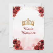 エレガントなバーガンディレッドのプリンセスフラワー キンセアニエラ 招待状 (裏面)