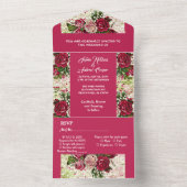 エレガントなバーガンディレッドのルースドローズカントリーウェディング オールインワン招待状 (内側)